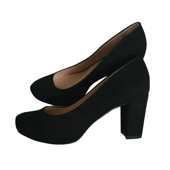 Xappeal Women's Black Faux Suede Style 131051 Olive Block Heels Pumps Size 7M - Picture 4 of 13